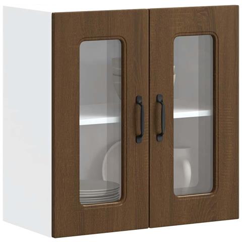 Pensile Da Cucina Con Porta In Vetro Kalmar Rovere Marrone - Foto 1