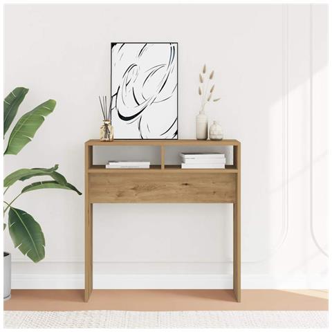 Tavolo Consolle Rovere Artigianale 78x30x80 Cm In Truciolato - Foto 1