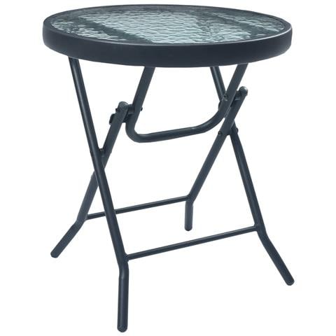 Tavolino Da Bistrot Nero 40x46 Cm In Acciaio E Vetro - Foto 2