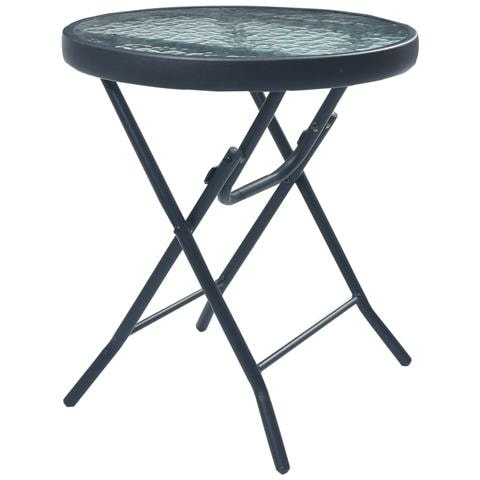 Tavolino Da Bistrot Nero 40x46 Cm In Acciaio E Vetro - Foto 1