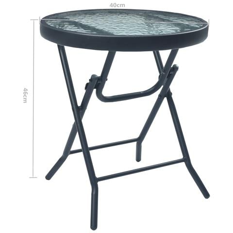 Tavolino Da Bistrot Nero 40x46 Cm In Acciaio E Vetro - Foto 6