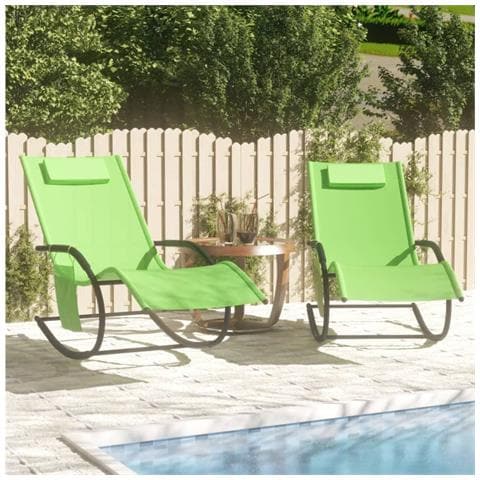 Lusso Casadino - Lettini Prendisole A Dondolo 2 Pz In Acciaio E Textilene Verde - Foto 7