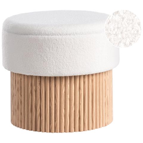 Pouf Contenitore Richey Bouclé Bianco Sporco - Foto 2