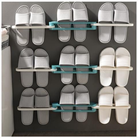 Porta Pantofole Da Parete Senza Trapano - Organizzatore Salvaspazio Per Bagno Pink - Foto 5