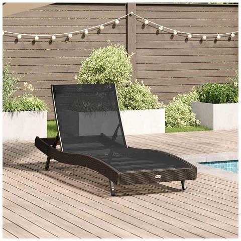 Lettino 1-persona 70 x 197 x 82 cm Rattan sintetico, Metallo - Foto 2