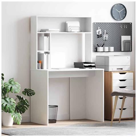 Scrivania Bianco 91 x 50 x 149 cm Legno multistrato - Foto 2