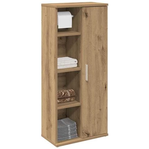 Mobile da Bagno con Portarotolo Rovere Artigianale 39x22x90 cm - Foto 2