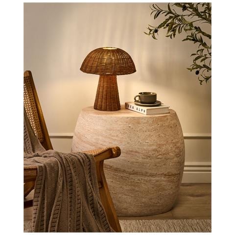 Lampada Da Tavolo Fungo Alero Rattan Naturale - Foto 1