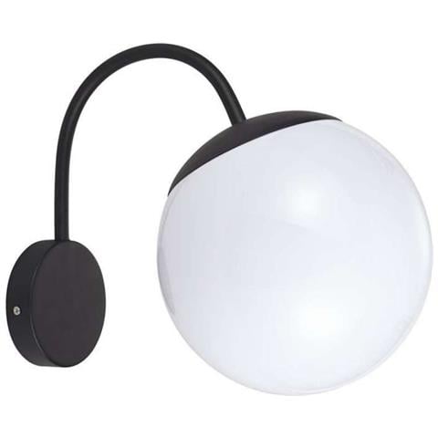 Lampada LED da Muro con Sfera Opale e Portalampada E27 Colore Nero Opaco IP44, colore Nero - Foto 1