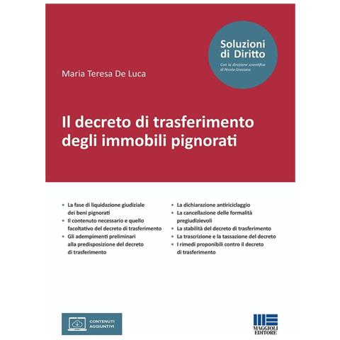 Maria Teresa De Luca - Il decreto di trasferimento degli immobili pignorati. Con espansione online - Foto 1