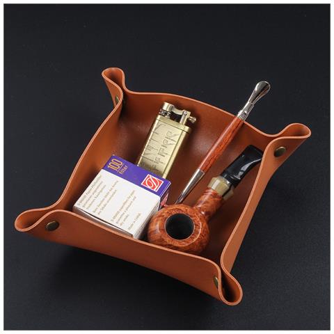 Vassoio Porta Tabacco In Pelle Pu - Multifunzionale E Portatile Brown - Foto 2