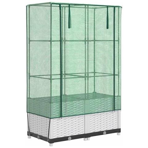 Letto Rialzato con Copertura Serra Effetto Rattan 80x40x138 cm - Foto 1