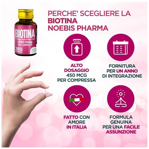 Biotina 450 mcg 800 Compresse - Vitamina B7 ad Alto Dosaggio - Capelli, Pelle e Unghie - Foto 5