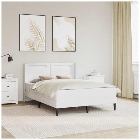 Struttura letto con materasso Bianco 120 x 190 cm Similpelle - Foto 2