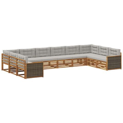 Set divani con cuscino 10 pcs Legno di Acacia Massello - Foto 1