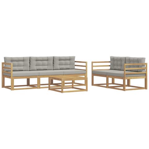 Set di divani da esterno 6 pcs Bianco e Grigio Chiaro - Foto 1