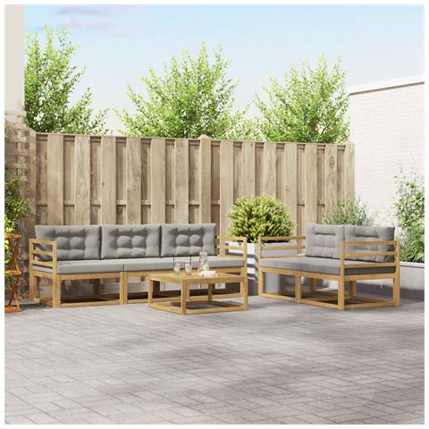 Set di divani da esterno 6 pcs Bianco e Grigio Chiaro - Foto 2