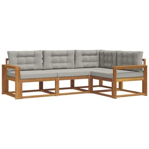 Set di divani da esterno 4 pcs Grigio Naturale e Chiaro - Foto 1