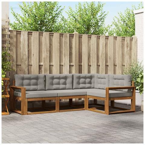Set di divani da esterno 4 pcs Grigio Naturale e Chiaro - Foto 2