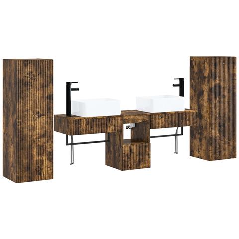 Set di mobili per il bagno 5 pz Rovere Fumo 33 x 34,5 x 100 cm - Foto 1