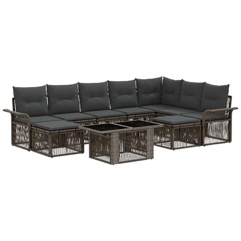 Set Divano da Giardino 10 pz Grigio e Grigio Scuro polyrattan - Foto 1