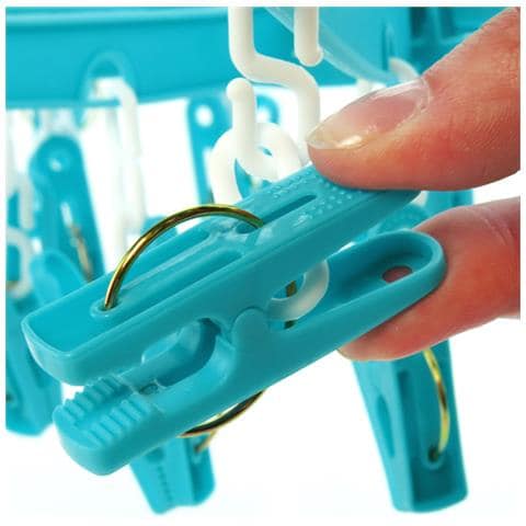 Stendino Stiendibiancheria Pieghevole Con 20 Mollette In Plastica Per Interni Ed Esterni - Foto 2