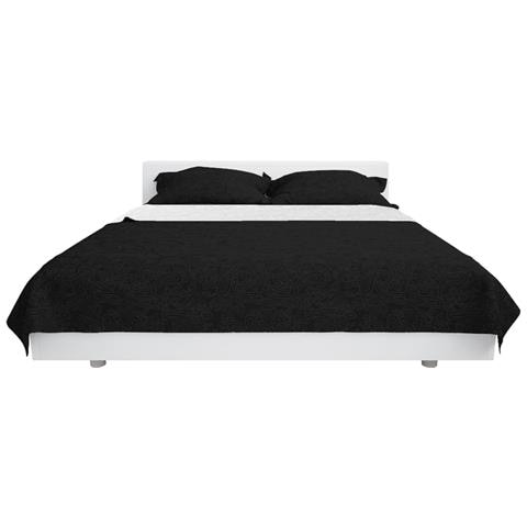 Copriletto Double-face Trapuntato 230x260 Cm Nero E Bianco - Foto 4