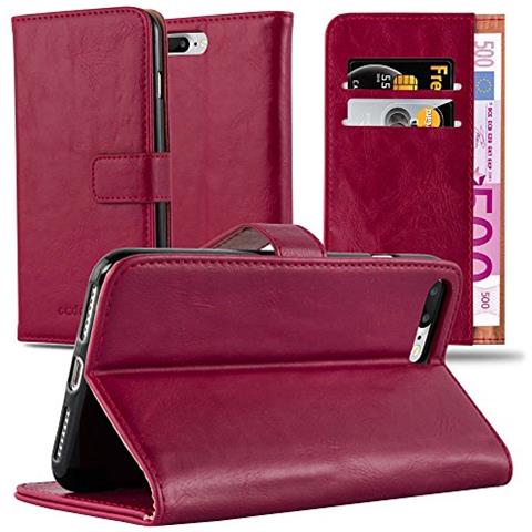 Custodia Compatibile Con Apple Iphone 8 Plus / 7 Plus / 7s Plus In Rosso Vinaccia - Coperchio Protettiva Con Chiusura Magnetica, Funzione Stand E Tasca Per Le Carte - Foto 1