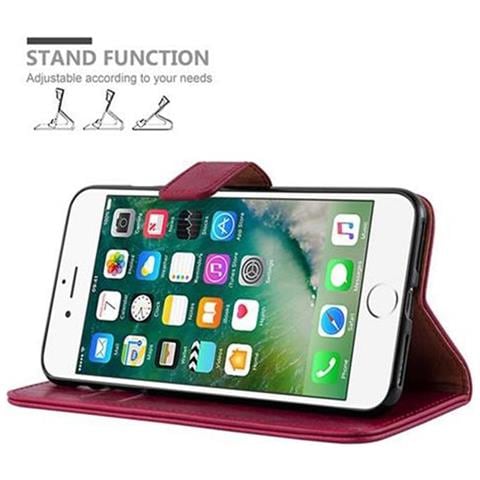 Custodia Compatibile Con Apple Iphone 8 Plus / 7 Plus / 7s Plus In Rosso Vinaccia - Coperchio Protettiva Con Chiusura Magnetica, Funzione Stand E Tasca Per Le Carte - Foto 8