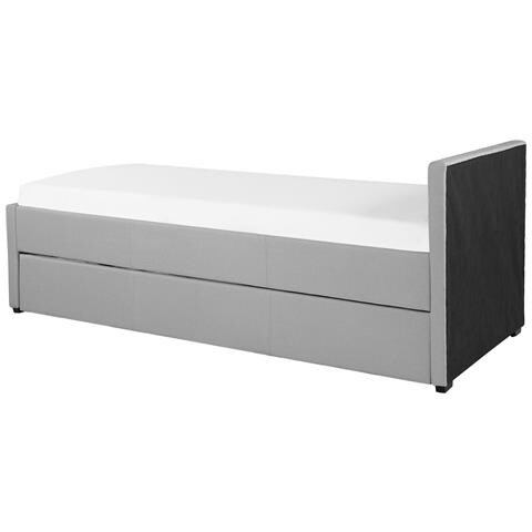 Letto Singolo Con Letto Estraibile In Tessuto Grigio Chiaro 80x200 Cm Marmande - Foto 15