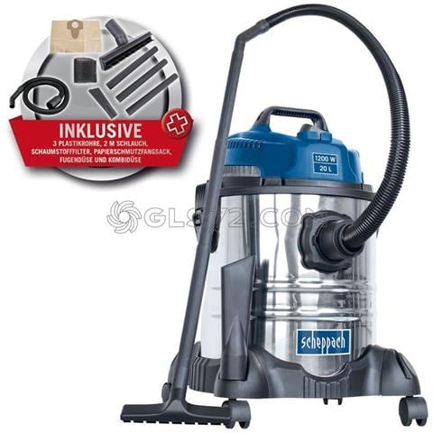 SCHEPPACH Aspiratore Aspirapolvere Aspiraliquidi Bidone Inox 1200w 20l Asp20-es