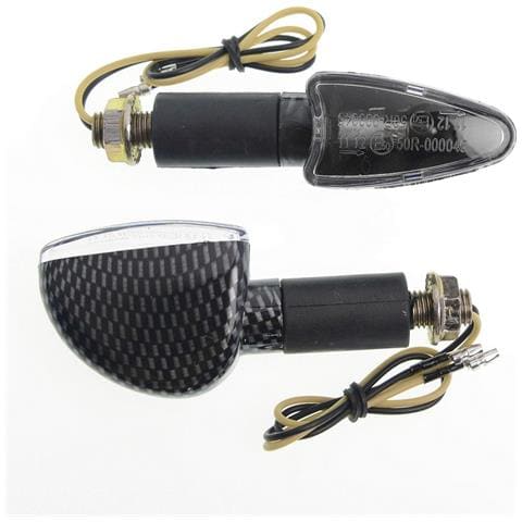 Coppia Indicatori Direzione Frecce Moto Universali Sport Naked Scooter Carbonio - Foto 1