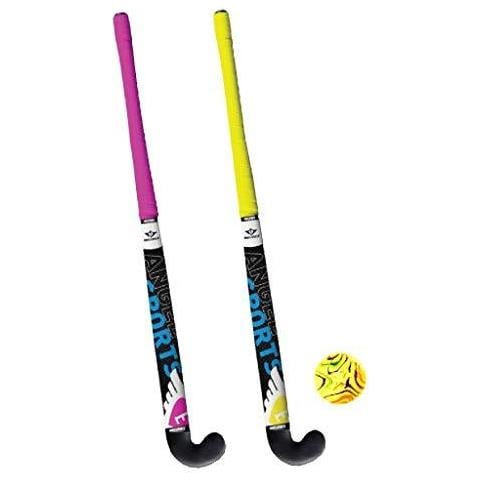 Hockey Stick Set Di Angel Sport Unisex Con Palla Nero Colore Rosa Colore Giallo 33-inch - Foto 1