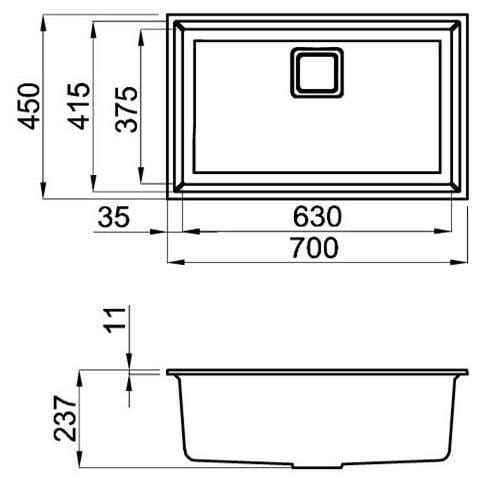 Lavello Karisma 120 Sottotop 69X43,8 cm 1 Vasca Metaltek M73 Titanium - Foto 2