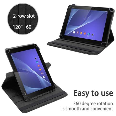 Custodia Per Tablet Compatibile Con Sony Xperia Tablet Z2 (10.1 Zoll) In Nero - Coperchio Protettivo A 360 Gradi Fatto Di Finta Pelle Con Funzione Di Stand E Banda Elastica - Foto 2