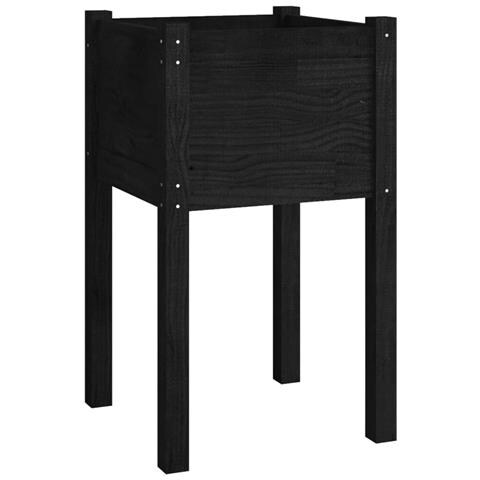 Fioriera Da Giardino Nera 40x40x70 Cm In Legno Massello Di Pino - Foto 2