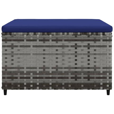 Poggiapiedi Da Giardino Con Cuscini 2 Pz In Polyrattan Grigio - Foto 7