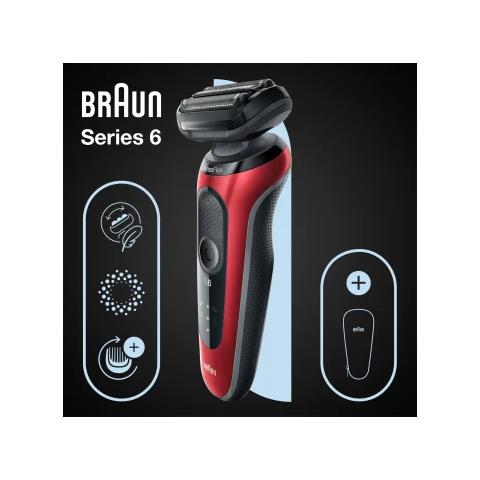 Rasoio Series 6 61-R1000s Ricaricabile Wet&Dry con Custodia da Viaggio Colore Nero / Rosso - Foto 3