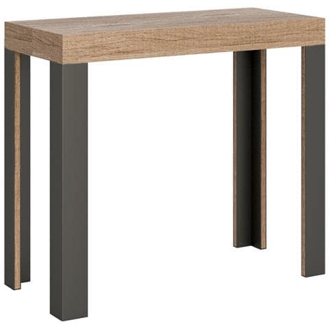 Consolle Allungabile 90x40/196 Cm Linea Small Telaio Antracite - Quercia Natura - Foto 5