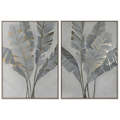 Quadro Palme Dorato Tropicale 90 X 4 X 120 Cm (2 Unità) - Foto 1