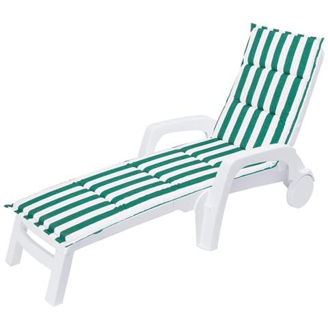 Cuscino Per Lettino Da Giardino, Facile Da Montare, Fodera Per Cuscino Per Lettino Da Giardino, Cuscino Per Sedia A Sdraio - Lunghezza 182 Cm, Larghezza 42 Cm - Verde Con Strisce - Foto 1