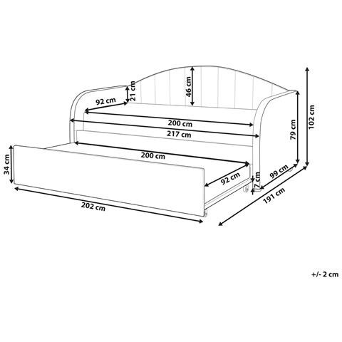 Letto Estraibile Velluto Eyburie 90 X 200 Cm Azzurro - Foto 2