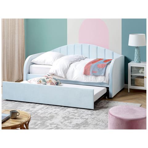 Letto Estraibile Velluto Eyburie 90 X 200 Cm Azzurro - Foto 1