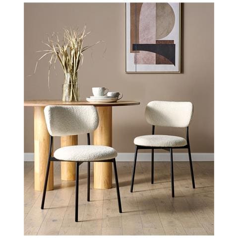 Set Di 2 Sedie Da Pranzo Bouclé Bianco Sporco Casey - Foto 1