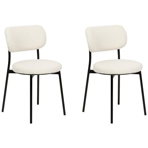 Set Di 2 Sedie Da Pranzo Bouclé Bianco Sporco Casey - Foto 8