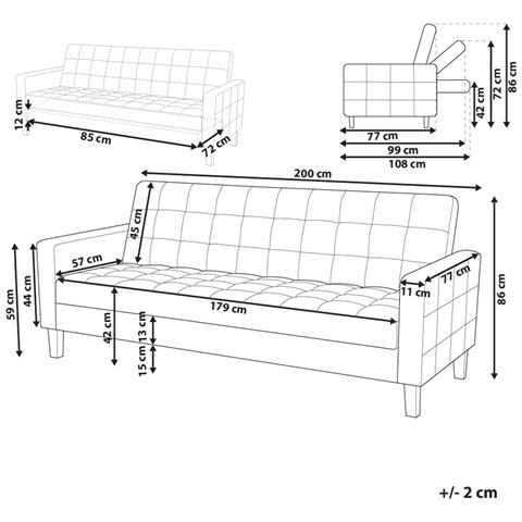 Divano Letto 3 Posti Vehkoo Tessuto Verde Scuro - Foto 2