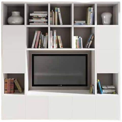 Libreria Moderna Porta Tv Bianco Soggiorno L218 P30 H218 - Foto 1