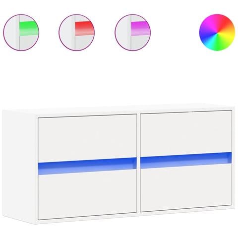 Mobile Tv A Parete Con Luci Led Bianco 100x31x45 Cm - Foto 2