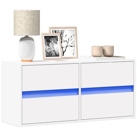 Mobile Tv A Parete Con Luci Led Bianco 100x31x45 Cm - Foto 1