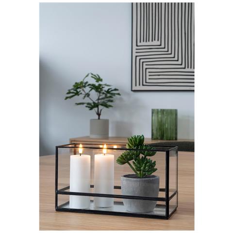 Portacandela Hurricane - Nero - Metallo - 12x30x15 Cm - Foto 2